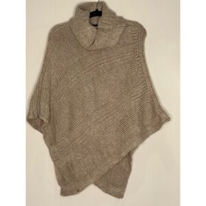 Womens Esprit Cowl Neck Knit Poncho Cape Sweater One Size Beige Old Money